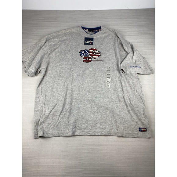 Spirit of America Mens T-Shirt 2XL Stars and Stripes Gray‎ Made in USA Hawaiian - Picture 2 of 7